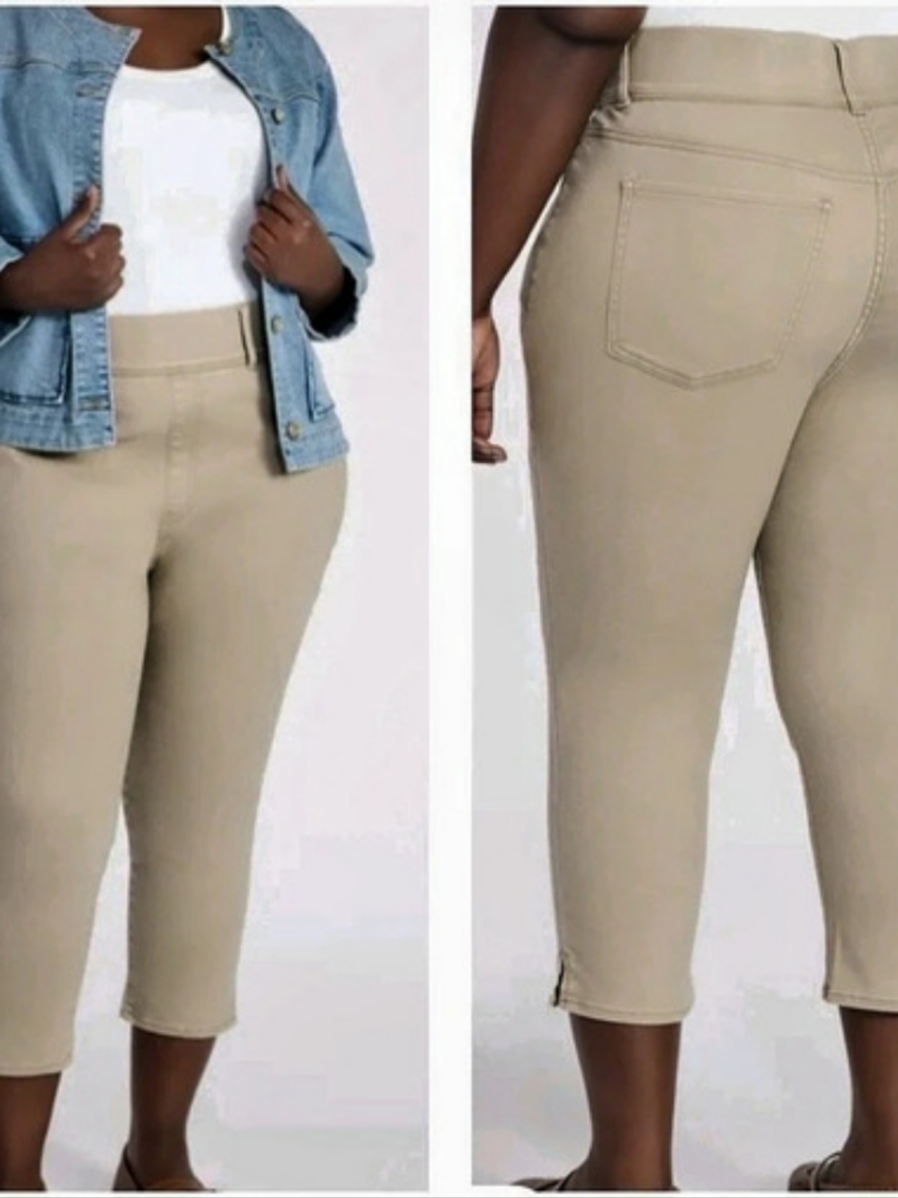 Terra & Sky Capri Jeggings Women's 2X (20-22W) Tan Stretch Comfort Pull-On NWT